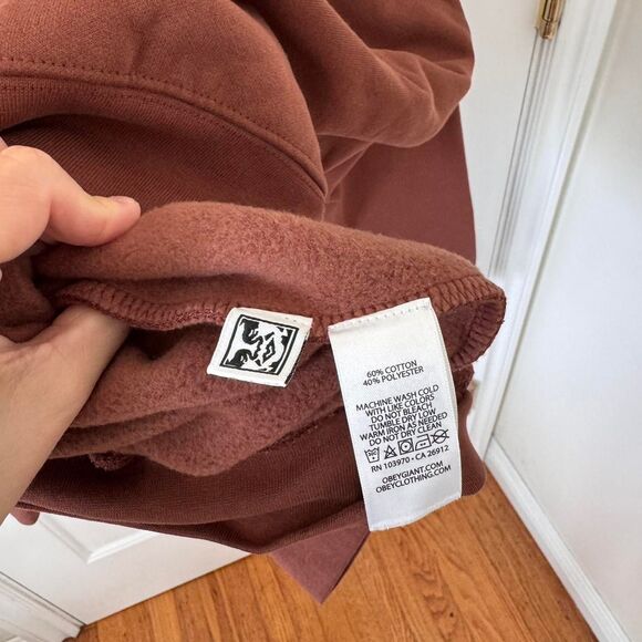 Obey Devil Embroidered Sepia Hoodie Heavyweight - Picture 6 of 6